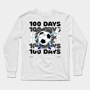 100 Days of school typography featuring a Dabbing Football #1 Long Sleeve T-Shirt